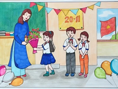 Tuyển tập tranh vẽ 20-11 Chibi đáng yêu tặng thầy cô năm 2026